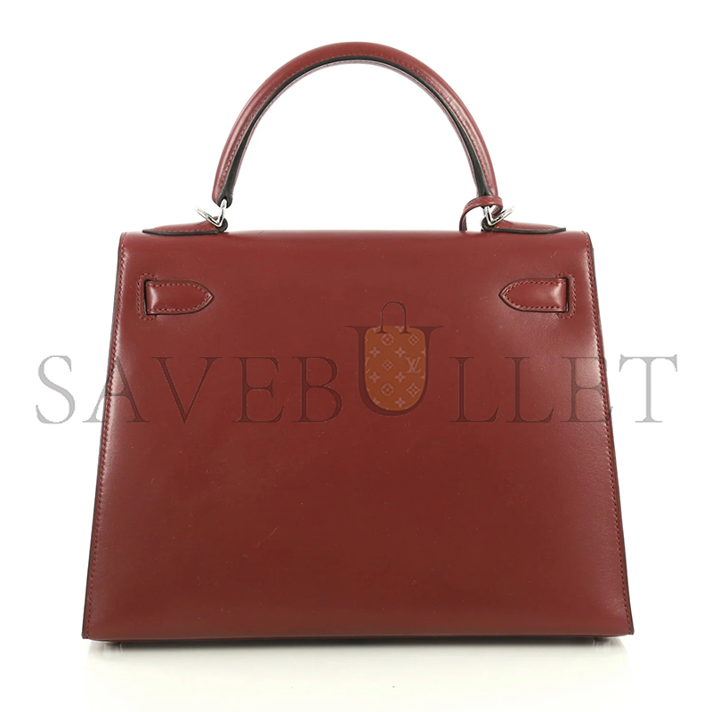 HERMÈS MASTER KELLY 25 BOX BORDEAUX WITH PALLADIUM HARDWARE (25*17*7cm) 